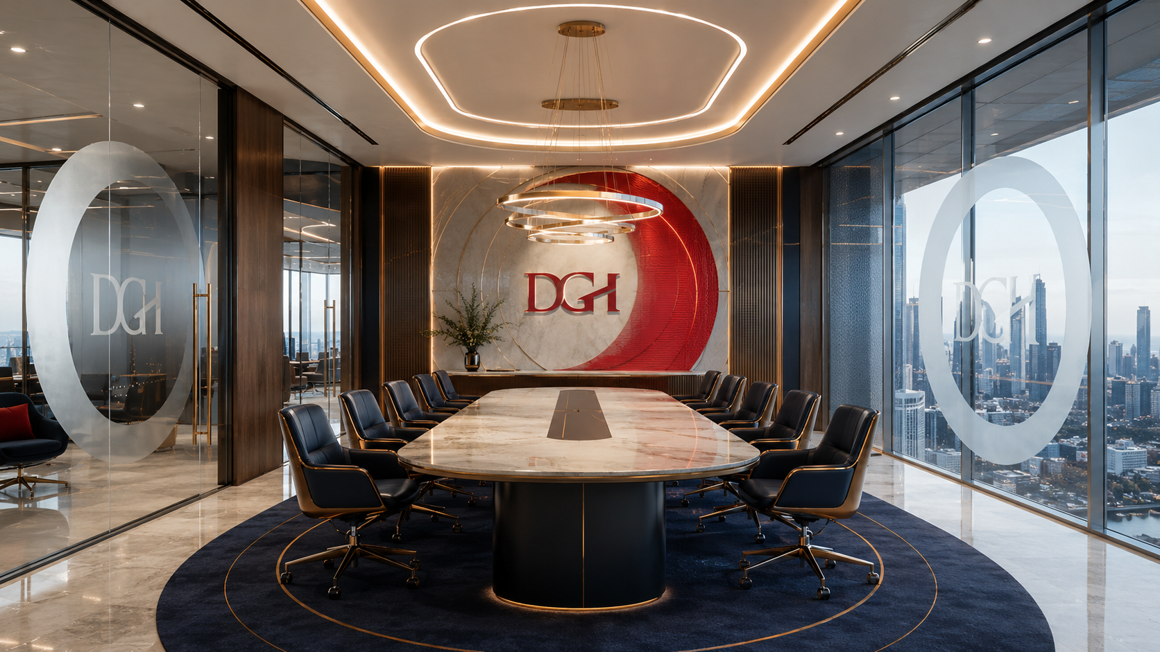 Executive boardroom prepared for a conference planning session